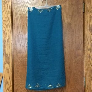 Teal Ring Scarf/ Swimsuit coverup w/gold accents
